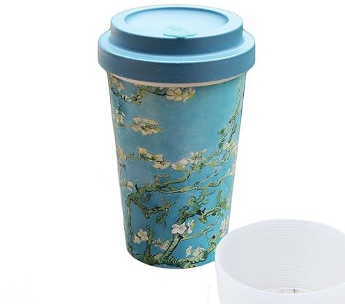Darthome Van Gogh Almond Blossom Travel Mug, Recycled Plastic, Reusable, 350ml Coffee Cup