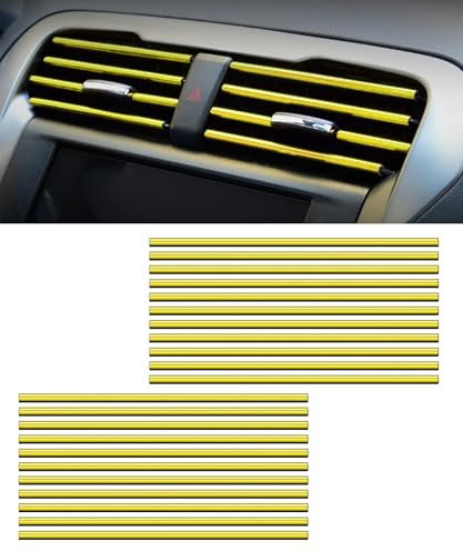 Flaconi 20PCS Auto Lüftungsschlitz Dekoration,auto zubehör deko,auto tuning innenraum,Auto Styling Zierleisten DIY Lüftungsgitter Innenausstattung Streifen,für die Meisten Lüftungsschlitze (Gelb)
