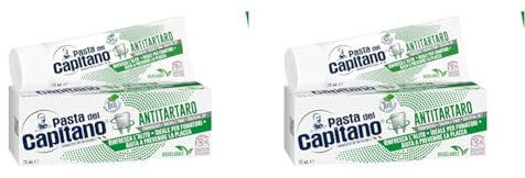 Pasta del Capitano, Bio Zahncreme Antitartar, Verleiht Frische und erfrischt den Atem, Ideal für Raucher, Hilft gegen Plaque vorzubeugen, 100% Made in Italy, 75 ml Tube (Packung mit 2)