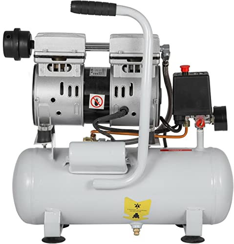 Compresor de aire silencioso de 9L con Motor de cobre puro, bomba de aire sin aceite de 550W for reparación del hogar, compresor Whisper de inflado de neumáticos Adecuado para campos industriales y co