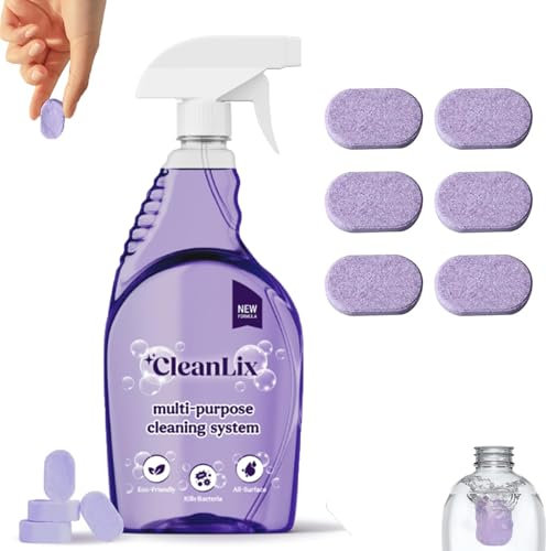LXCJZY Cleanlix Cleaner, Cleanlix Cleaner For Instant Stain Removal, Cleanlix Multi Purpose Cleaning System, Cleanlix Cleaning Spray with Concentrated Cleaning Tablets, Deep Cleaning (1, 6PCS)