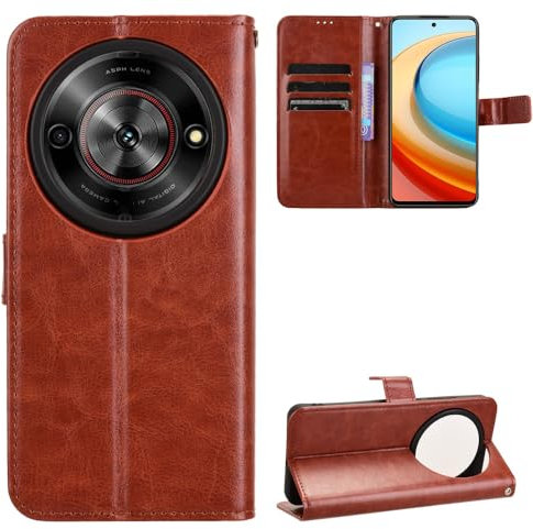 BellaCase ZTE Nubia Focus 5G Coque [Étui Portefeuille] [Fonction Support] [Slots pour Cartes] [Couverture à Rabat Magnétique] Compatible avec Le Smartphone ZTE Nubia Focus 5G(Marron)