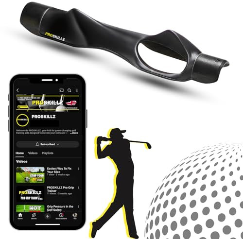 PROSKILLZ Pro Golf Swing Trainer – Perfect Hand Placement and Muscle Memory Trainer for Improved Swing, Accuracy, and Control – Portable, Durable Grip Trainer for All Skill Levels (Black)