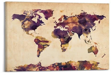 Reisekarten-Poster, Welt-Aquarell-Poster, dekorative Malerei, Leinwand, Wandposter und Kunstdruck, moderne Familienschlafzimmer-Dekoration, Poster, 60 x 90 cm