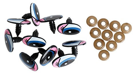 CYILPR 5 Paar (10 Stück) Ovale Blaue Sicherheits Kunststoffaugen Spielzeugpuppen Puppenaugen 24 X 18 Mm