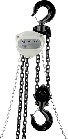Wiltec Kettenzug bis 5 t, robuster Handkettenzug 3 m Hubhöhe, Tragmittel mit 3 m Lastkette, Hebezeug manuell, hochbelastbares Hebemittel