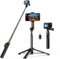 Wireless Bluetooth Remote Control Compatibile with Go Pro Hero 12 11 10 9 8 Max,with Fold Camera Phone Selfie Sticks Tripod and Phone Holder Clip for Action Camera
