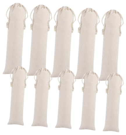 ERINGOGO Drawstring Cotton Linen Tableware Bags 8cm×25cm 6cm×18cm Portable Chopsticks Storage Pouches Set of 10 for Takeout and Travel
