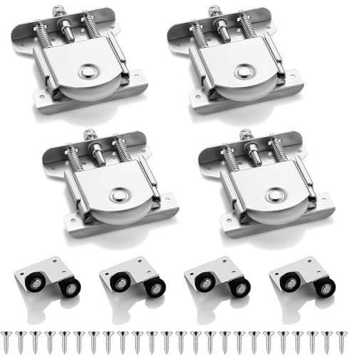 4 Pièces Roulette Porte Coulissante Placard, Kit Porte Coulissante Pour Armoires Placard, Blanc Galvanisé Anticorrosion- Pour Portes Coulissantes, Armoires, Vitrines