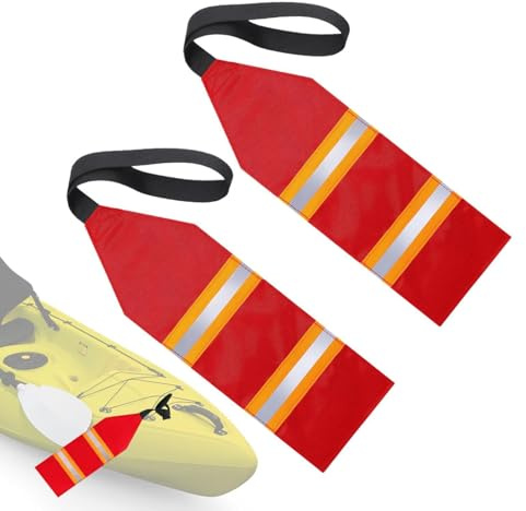 Spizummp Reflective Kayak Safety Flags, Safety Travel Flag For Kayak Canoe, Trailer Warning Flag, High Visibility Red Flags For Boat Trailer Canoe Towing, Truck Loads Accessories Kit