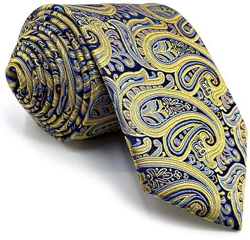 Shlax&Wing Mode Klassisch Herren Seide Krawatte Gelb Paisley