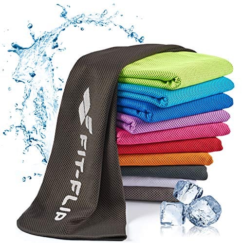 Fit-Flip Kühlendes Handtuch - Ice Cooling Towel und mikrofaser Kühltuch – kühlende Handtücher für Nacken und Hals - Airflip cool Towel für Fitness und Sport - Kühlhandtuch (schwarz, 100x30cm)