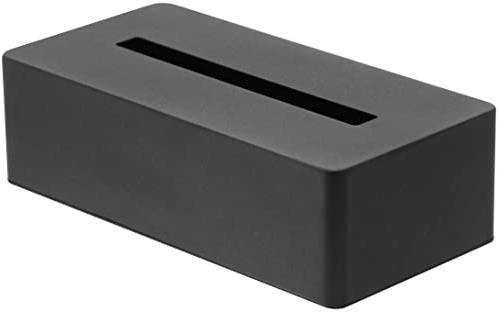 Yamazaki 4216 TOWER Taschentuchbox, schwarz, Stahl, minimalistisch, 26.5 x 13.5 x 7.5 cm