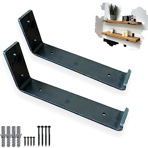 Heavy Duty Shelf Brackets Rustic Scaffold Board Shelving Industrial Iron/Steel Metal (Pair) by BMF Direct® (200mm 8 - Up)
