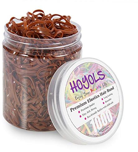 Hoyols Elastische Mini-Gummibänder, Pferdeschwanz, Polyband, Zopfhalter für Kinder, Babys, Mädchen, 1000 Stück (Karamell), TPR