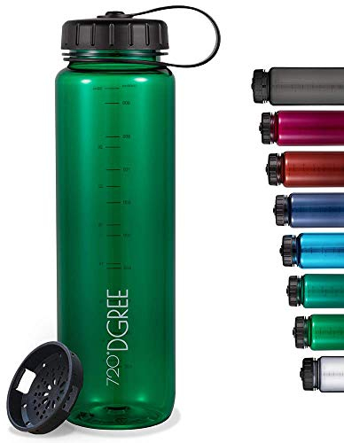 720°DGREE Bouteille en tritan “simplBottle“ - 1000ml, Vert | Gourde idéal pour Les Enfants, l'école, Sport, Yoga, randonnée, Voyages, Travail, fac, déplacements en Voiture | Bidon sans BPA
