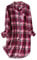 CHUNG Chemise de Nuit à Manches Longues Boutonnée pour Femme - Pyjama à Carreaux en Flanelle et Coton, Carreaux Bordeaux, L