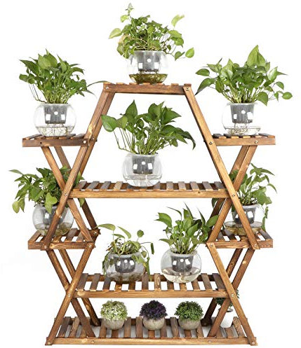 Estantería para plantas, jardinera a escalera, de madera, multicapa, para jardín, interior, exterior, balcón, jardín, 100 x 28,5 x 109 cm