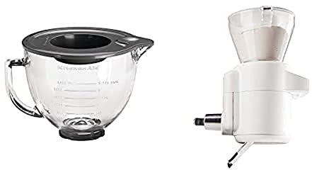 KitchenAid 5KSM5GB Accessorio Opzionale del Robot da Cucina con Corpo Motore Mobile, Vetro Trasparente+5KSMSFTA Bilancia e setaccio, Multicolore