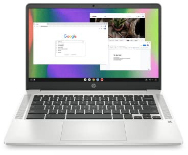HP 14 Laptop, Intel Celeron N4120 Processor, Intel UHD 600 Graphics, 4GB RAM, 64GB SSD, Chrome OS (14a-na0226nr, Mineral Silver)