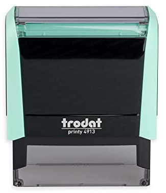 Trodat - Printy 4913 - Custom Stempel mit Wunschtext personalisieren, hier gleich online gestalten Gehäusefarbe pastell grün – Adresstempel - Firmenstempel - mit Wunschtext - 58x22 mm - 6 Zeilen