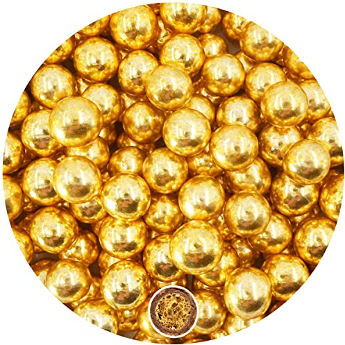 EinsSein 0,35kg Crispy Schokoperlen large gold glanz Gastgeschenke Hochzeit Herz Schokodragees Schokolinsen Hochzeitsmandeln Candy Bar Süssigkeiten Nikah Sekeri mini Herzdragees Schoko Linsen Mandeln