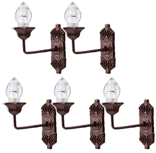 GANAZONO 5St Puppenhaus Wandleuchte Minipuppe Miniatur-Straßenlaternen LED Modelle Ornament leichte Verzierung Sandtisch-Layout-Dekor Wagen Spielzeug Leuchter Mini-Licht Dekorationen Abs