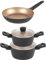 Russell Hobbs COMBO-8592 3-Piece Pan Set, Includes 24 cm Frying Pan and 20/24cm Stockpots, Induction Hob Suitable, Non-Stick, Dishwasher Safe, PFOA-Free, 7 x Tougher, Opulence Collection, Black/Gold