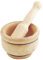 Tradineur - Mortero de madera natural - Incluye mazo de 16 cm - Machacador manual de cocina para moler ajo, especias y hierbas - 12 x 8 cm