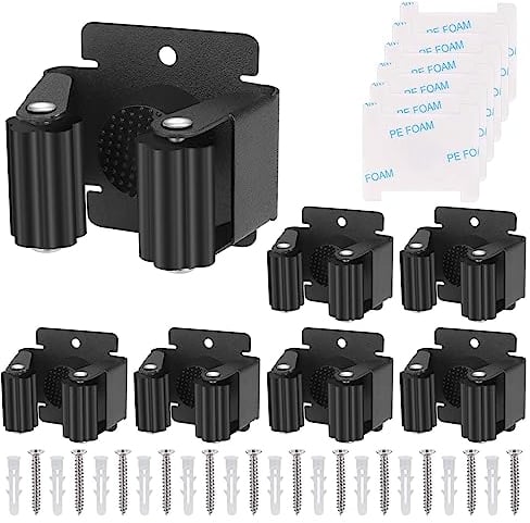 Hejo 6 Stück Gerätehalter, Besenhalterung Wand, Besenhalter Wand, Gartengerätehalter, Wandhalterung für Wischmopp, Besen, Schaufel, Werkzeuge