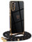 Mkej Frauen Mädchen Handykette Kompatibel mit Huawei P30 Pro - Silikon Hülle mit Band - Handyhülle für Huawei P30 Pro Herz Love Design Galvanik - Hülle mit Kordel in schwarzes Gold