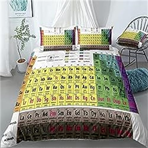 Bettwäsche 200x200 Periodensystem Bettwäsche Sets Bequem Atmungsaktiv Hypoallergen Sommerbettwäsche Bettwäsche Set + 2 Kissenbezug 80x80 cm,für Einzelbett Schlafsaal