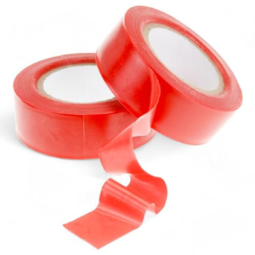 MIJOMA 2 rotoli di nastro adesivo rosso per finestre, ideale per decorazioni natalizie in stile rustico, 10 m x 19 mm, diffonde intimità e stile festoso