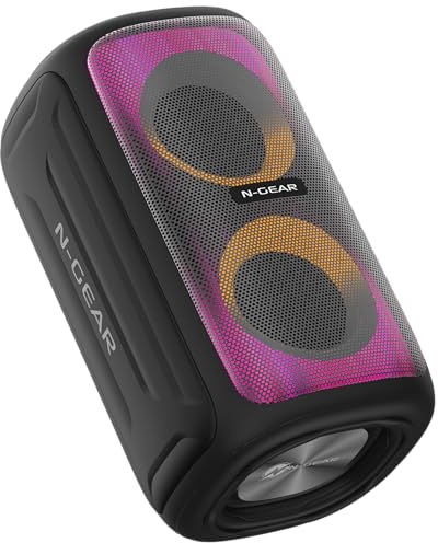 N-Gear Bluetooth Box LGP Juke 101 - Kompakter Musikbox Bluetooth Lautsprecher mit RGB-LED-Lichtshow, 60W Leistung, 8 Stunden Spielzeit, True Wireless Funktion, USB und Micro TF-Karten Kompatibilität