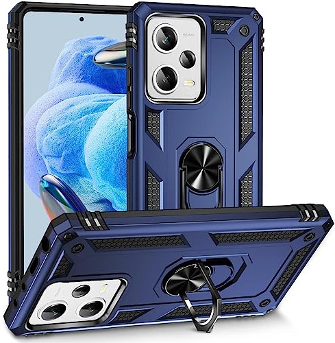 Verco Hybrid Armor Shield Case für Xiaomi Redmi Note 12 Pro Plus 5G Hülle, extrem robust mit Magnet Fingerring Halter Handyhülle für Redmi Note 12 Pro+ 5G Panzerhülle, Blau