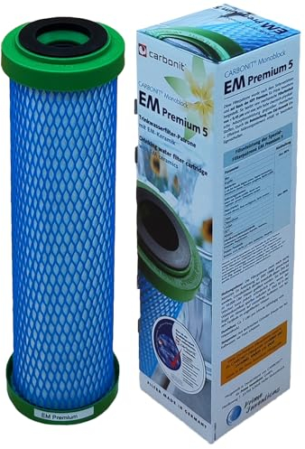 Cartuccia filtro acqua EM Premium 5 | con ceramica EM | sapore migliore | Compatta con alloggiamento filtro Carbonite Sanuno & Vario HP | AquaAvanti | WatPass | Alvito | e molti altri