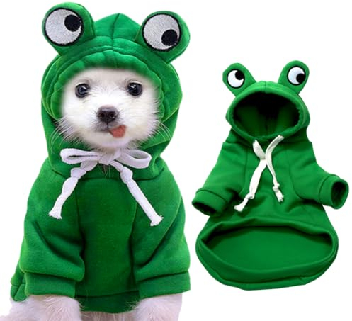 Kleiner Hundefrosch Kostü, Lustiger Halloween Hunde Hoodie, Frosch Haustierkostüm, Niedlichen Warme Hundekostüme Für Haustiere, für Halloween Cosplay, Geeignet für 12-16 Pfund, Grün, XL