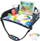 INFANZIA Mesa de viaje para asiento infantil para niños, bandeja de dibujo con pincel, bandeja portátil, asiento trasero para coche, tren, viaje, escuela, soporte, organizador plegable, dinosaurio