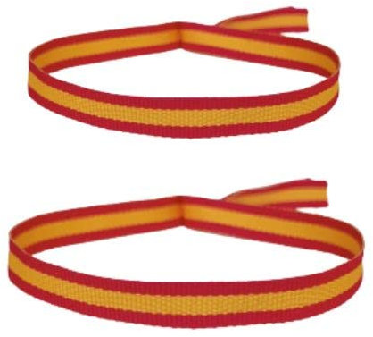 Pulsera de cinta ajustable de ESPAÑA con cuenta de acero de sujeción, 10 mm de grosor y 35 cm de largo 100% poliester. Color ESPAÑA (2 pulseras).