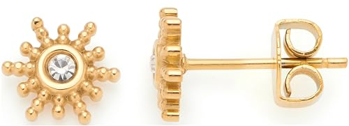 JEWELS BY LEONARDO Ohrstecker Ciao Sally 1 Paar • Ohr-Schmuck aus goldfarbenem Edelstahl • Sonnen-Motiv mit eingesetzem Glaskristall • Schmuck Geschenk für Frauen • 023919
