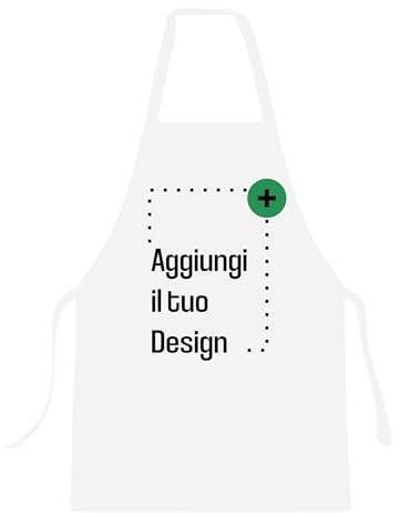 Colorfamily Grembiule da cucina PERSONALIZZATO Personalizza con foto, logo, testo, scritta Idea regalo Taglia Unica Bianco