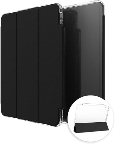 ZAGG Crystal Palace Folio Graphen verstärkte Hülle mit Standfuss für iPad Air 11 [2024] [11-Inch], Kein Vergilben, Stiftablage, stossfeste Pad Hülle (Transparent)