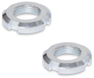 Ganter Normelemente | Nutmuttern DIN 70852 | 2 Stück | Stahl, flache Bauform | DIN 70852-ST-M45X1,5 | Gewinde M45x1,5
