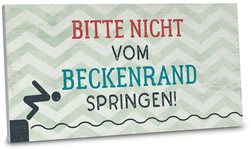 ARTFAVES® Gartenschild - Bitte Nicht vom Beckenrand springen | Shabby Chic Vintage Gartendeko, Schild mit Spruch zum Thema Pool/Garten | Größe: 30 x 15 cm
