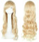 UILYNIU Lange Lockige Volle Haar Gewellt Blond Perücke für Frauen, 28/70cm Damen Lange Gewellt Perücke Seitenscheitel Pony, Langes Haar Lockige Cosplay Kostüm Perücke Für Tägliche Karneval (Blond)