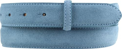 BELTINGER Gürtel aus Veloursleder ohne Schnalle 3,0 cm | Velour-Ledergürtel für Damen Herren 30mm | Wildleder-Gürtel | Jeansblau 95cm