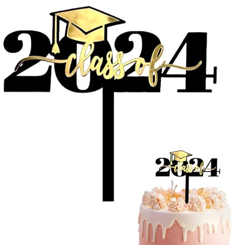 2024 Abschluss Tortendeko & Abschluss Deko - Schwarz | GRADUATION DEKO & ABI 2024 DEKO | Prüfung bestanden | Abschlussfeier Deko