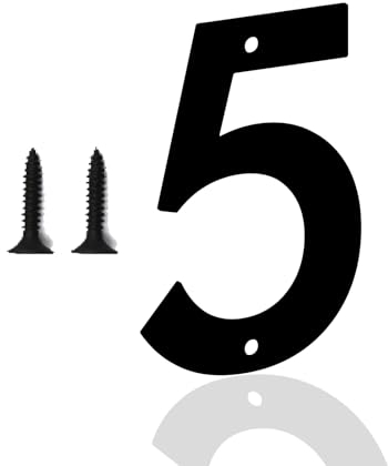 Hausnummern, Hausnummernschild, Hausnummer Schwarz, Metallbuchstaben, Briefkasten mit Hausnummer, Hausnummer Schild, Moderne Metallhausnummer für Häuser, Türen, Außenbereich(12.7cm, 5)