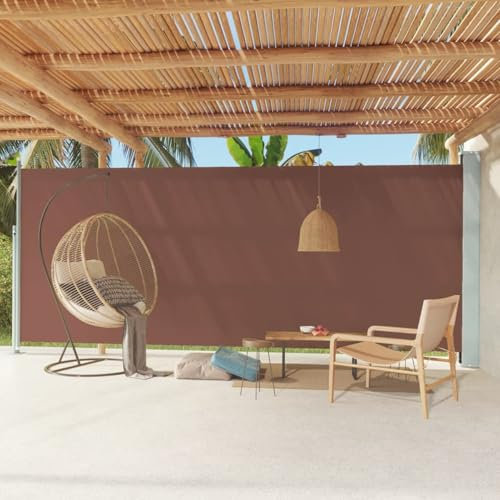 qohoio Auvent latéral rétractable de Patio 220x600 cm Marron Parasols Et Stores pour Patio,Parasol pour Balcon,Coupe Vent Terrasse