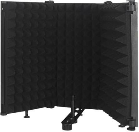 Krujecnt Microphone Isolation Shield, Live Microphone Noise Reduction Sponge, Microphone Wind Screen Filter, Adjustable Sound Shield Vocal Booth For Studio Vocal Recording, Podcasts, Singing
